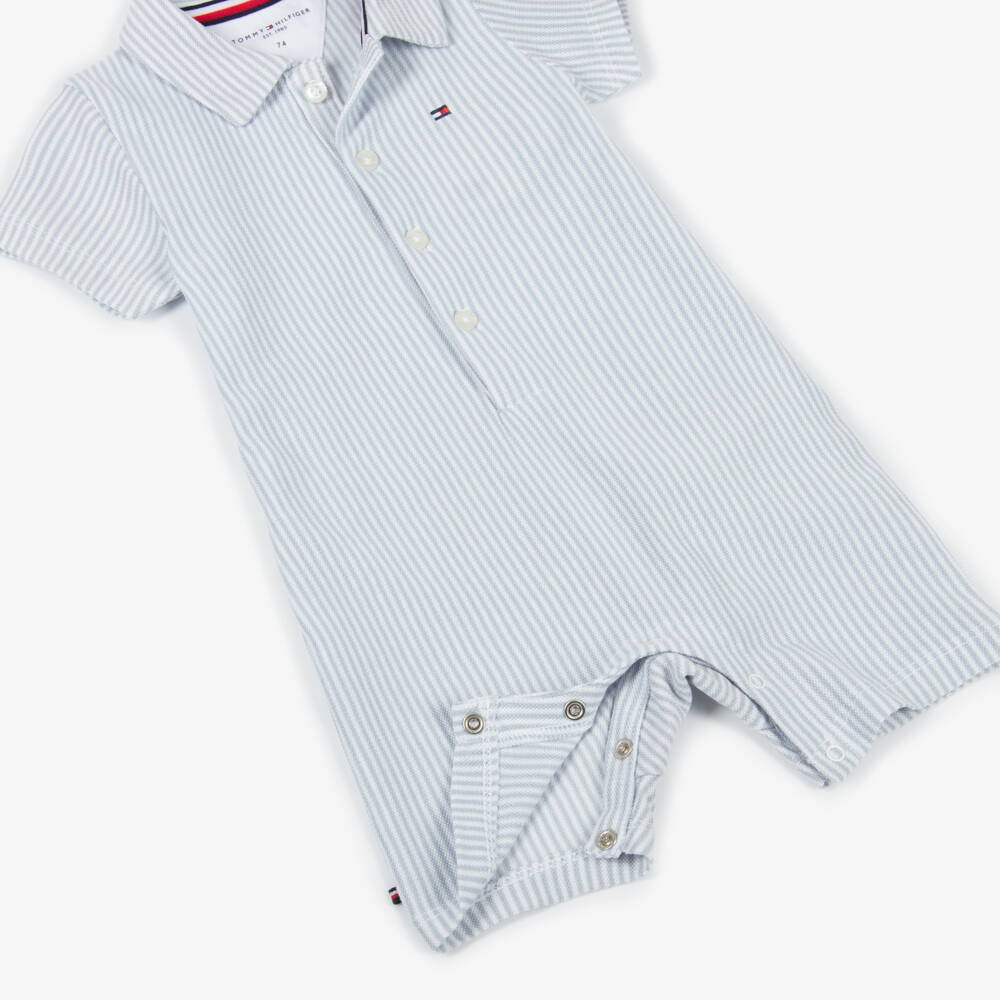 Tommy Hilfiger-Boys Blue Striped Cotton Romper | Childrensalon Outlet