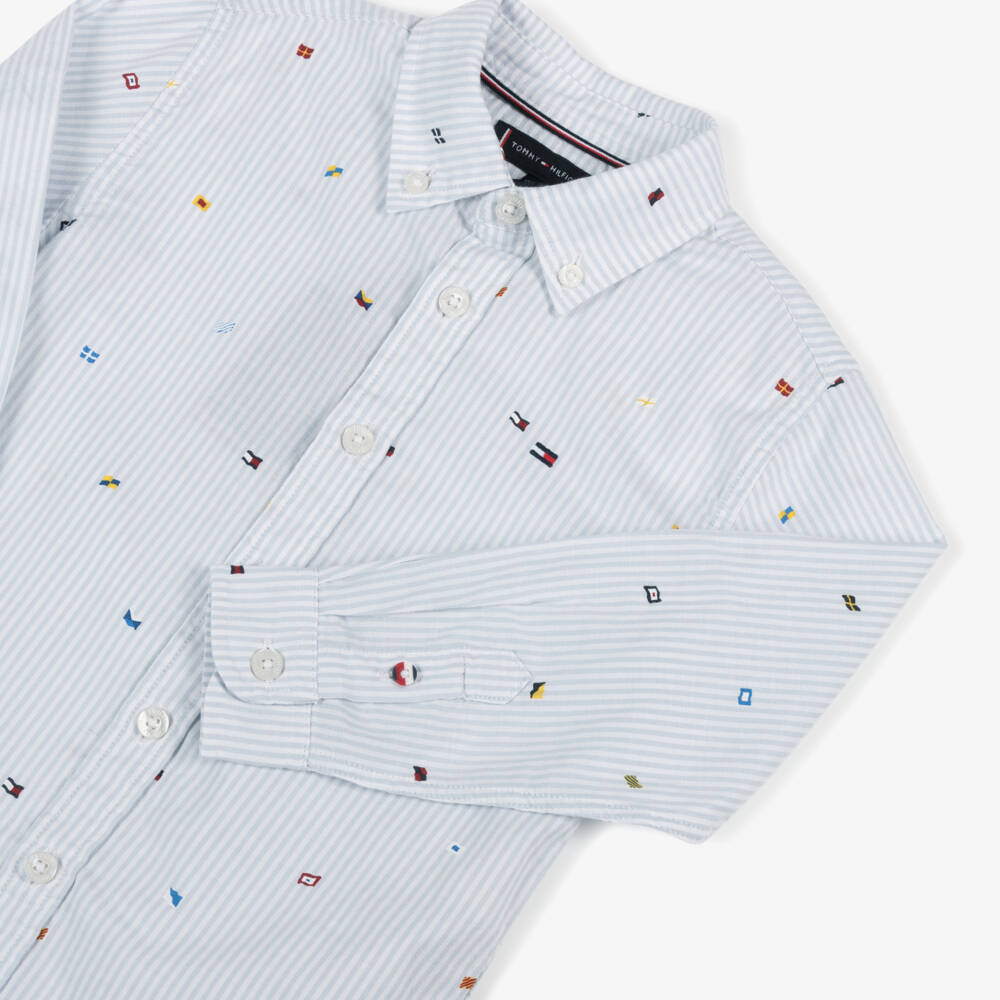 Tommy Hilfiger-Boys Blue Striped Flag Shirt | Childrensalon Outlet