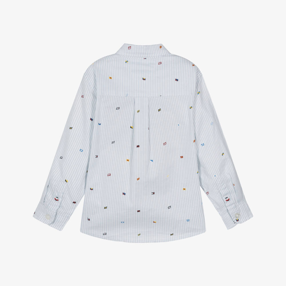 Tommy Hilfiger-Boys Blue Striped Flag Shirt | Childrensalon Outlet