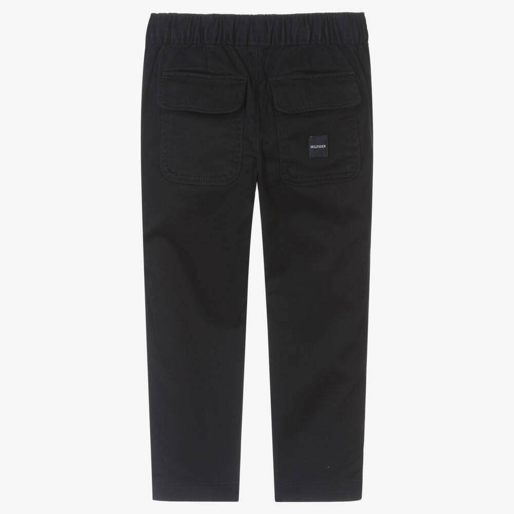 Tommy Hilfiger-بنطلون قطن تويل لون كحلي للأولاد | Childrensalon Outlet