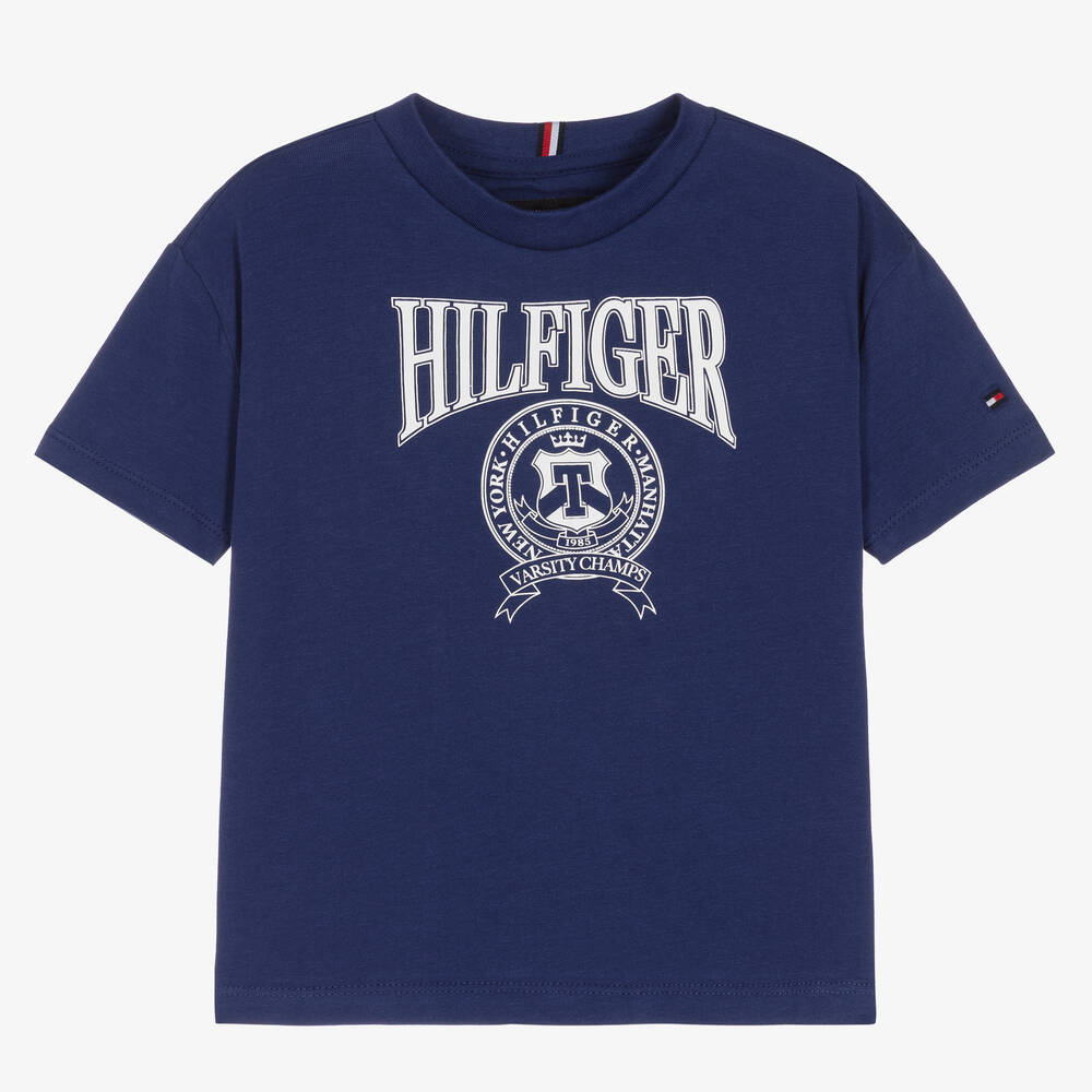 Tommy Hilfiger - Boys Blue Varsity Logo T-Shirt | Childrensalon