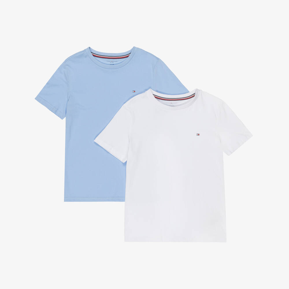Tommy Hilfiger-Boys Blue & White Cotton Flag Logo T-Shirts (2 Pack) | Childrensalon Outlet