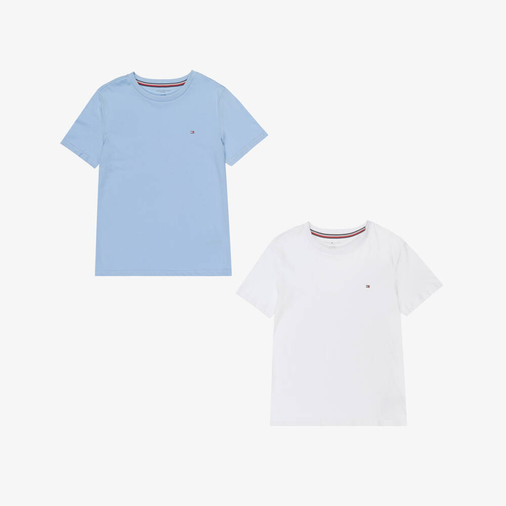 Tommy Hilfiger-Boys Blue & White Cotton Flag Logo T-Shirts (2 Pack) | Childrensalon Outlet