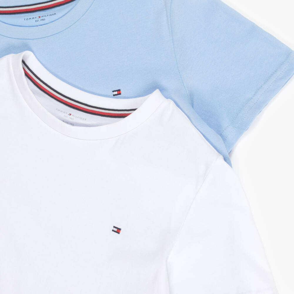 Tommy Hilfiger-Boys Blue & White Cotton Flag Logo T-Shirts (2 Pack) | Childrensalon Outlet
