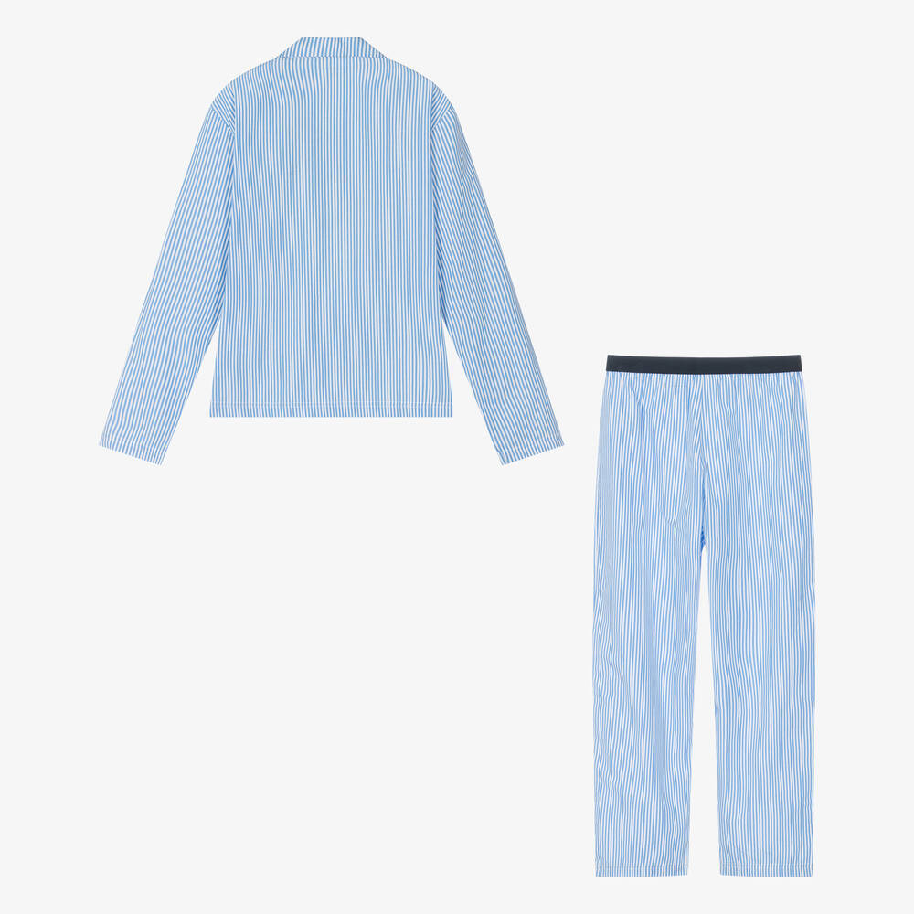 Tommy Hilfiger Boys Blue White Cotton Striped Pyjamas