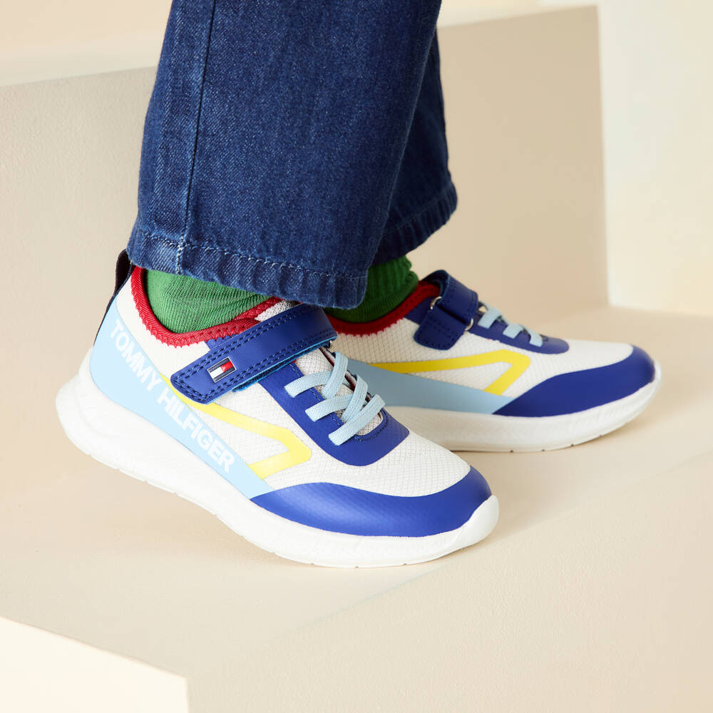 Tommy Hilfiger-Boys Blue & White Sporty Sneakers | Childrensalon Outlet