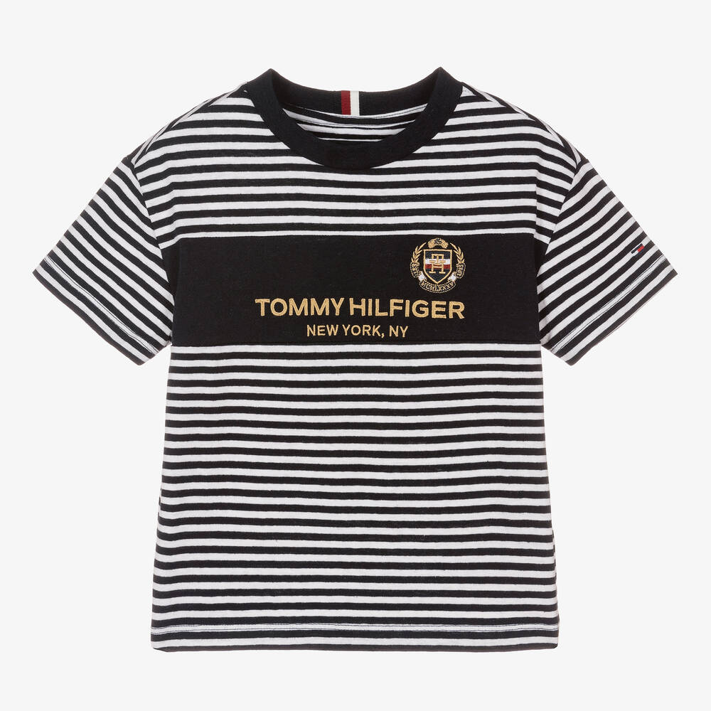 Tommy Hilfiger - T-shirt rayé bleu et blanc garçon | Childrensalon