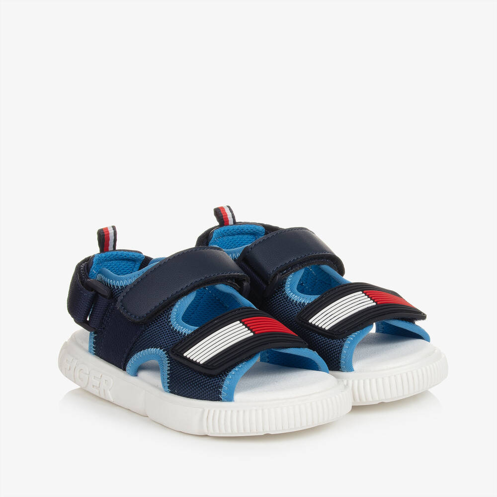 Tommy Hilfiger-Boys Blue Woven Flag Logo Sandals | Childrensalon Outlet