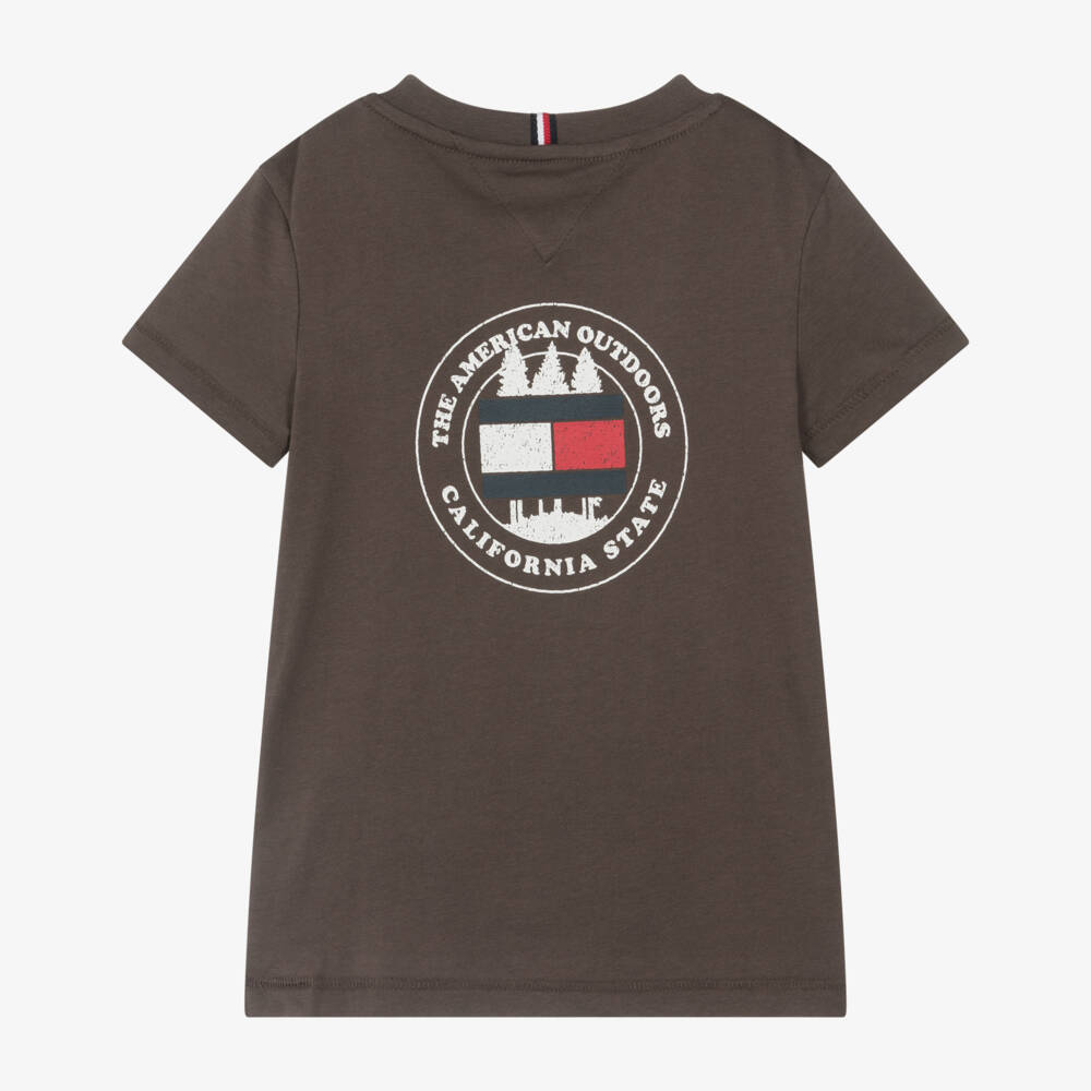 Tommy Hilfiger-Boys Brown Cotton Logo T-Shirt | Childrensalon Outlet