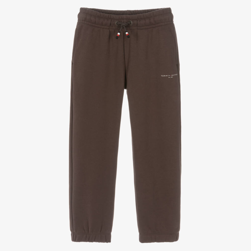 Tommy Hilfiger-Boys Brown Cotton Mini Logo Joggers | Childrensalon Outlet