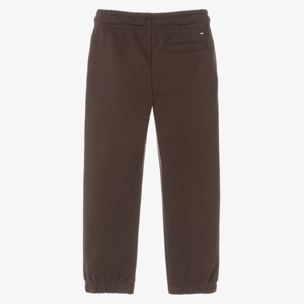 Tommy Hilfiger-Boys Brown Cotton Mini Logo Joggers | Childrensalon Outlet