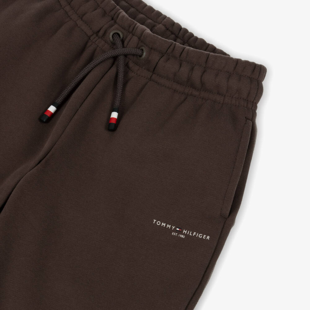 Tommy Hilfiger-Boys Brown Cotton Mini Logo Joggers | Childrensalon Outlet