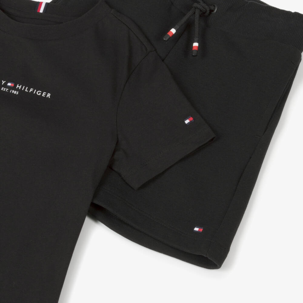 Tommy Hilfiger-Boys Classic Black Cotton Ensemble | Childrensalon Outlet