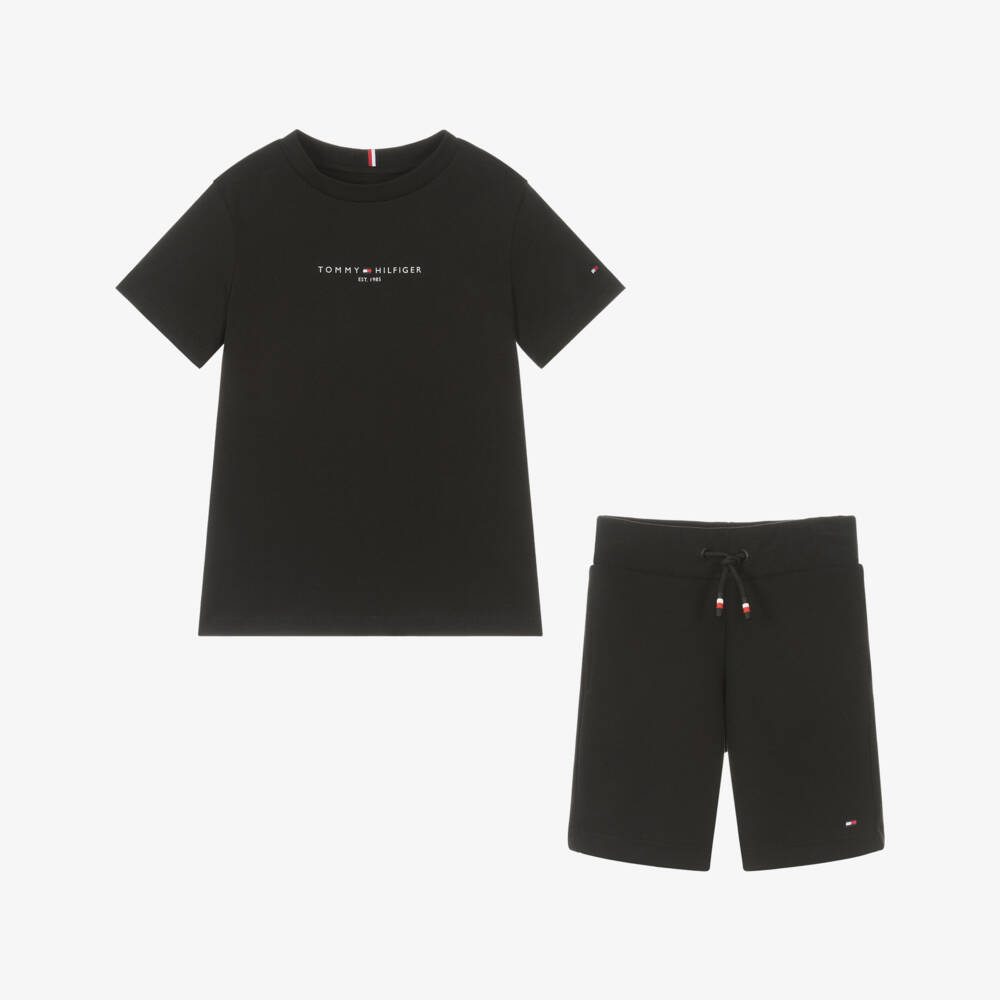 Tommy Hilfiger-Boys Classic Black Cotton Ensemble | Childrensalon Outlet