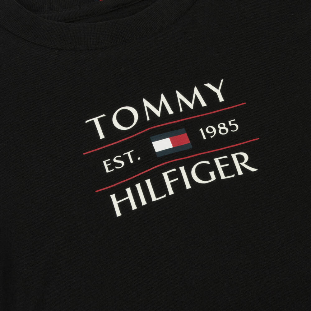 Tommy Hilfiger-Boys Classic Black Cotton Tee | Childrensalon Outlet