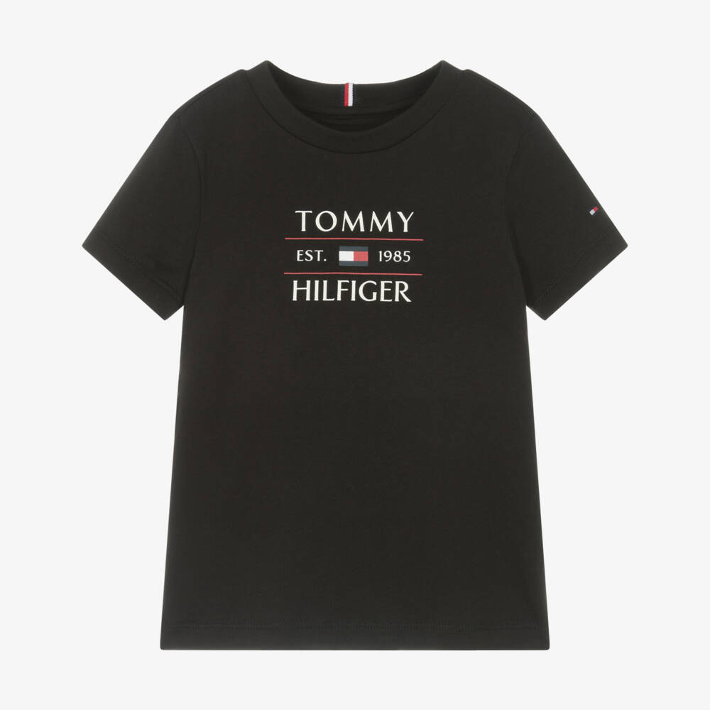 Tommy Hilfiger-Классическая черная хлопковая футболка для мальчиков | Childrensalon Outlet