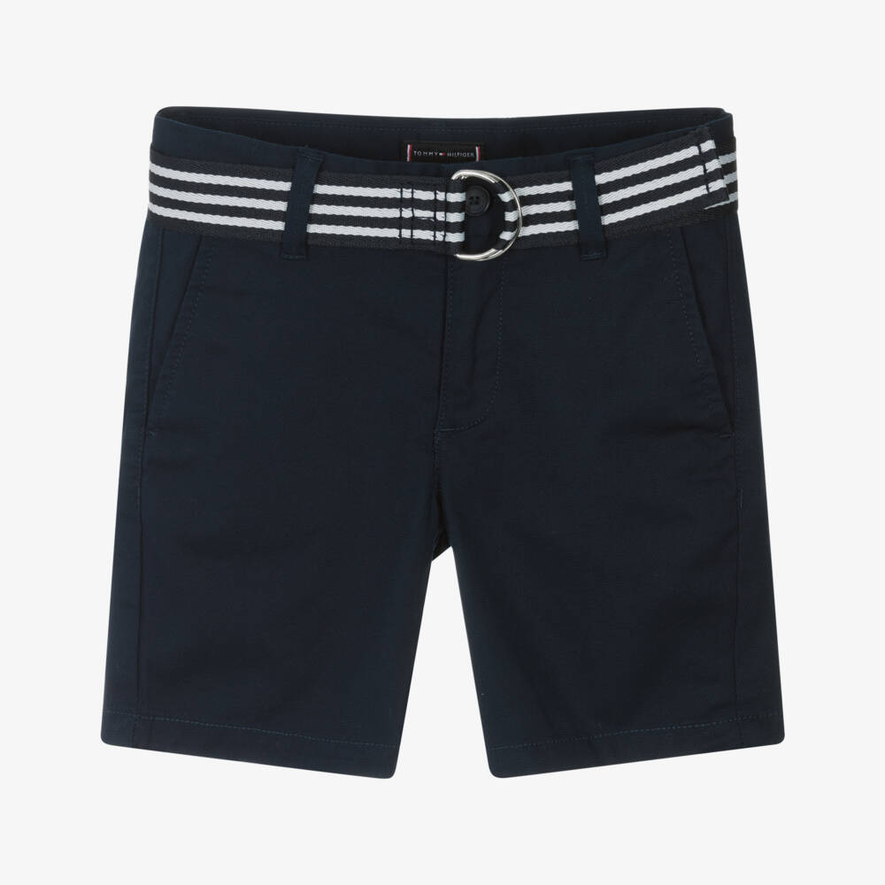 Tommy Hilfiger-شورت قطني كلاسيكي أزرق بحزام للأولاد | Childrensalon Outlet