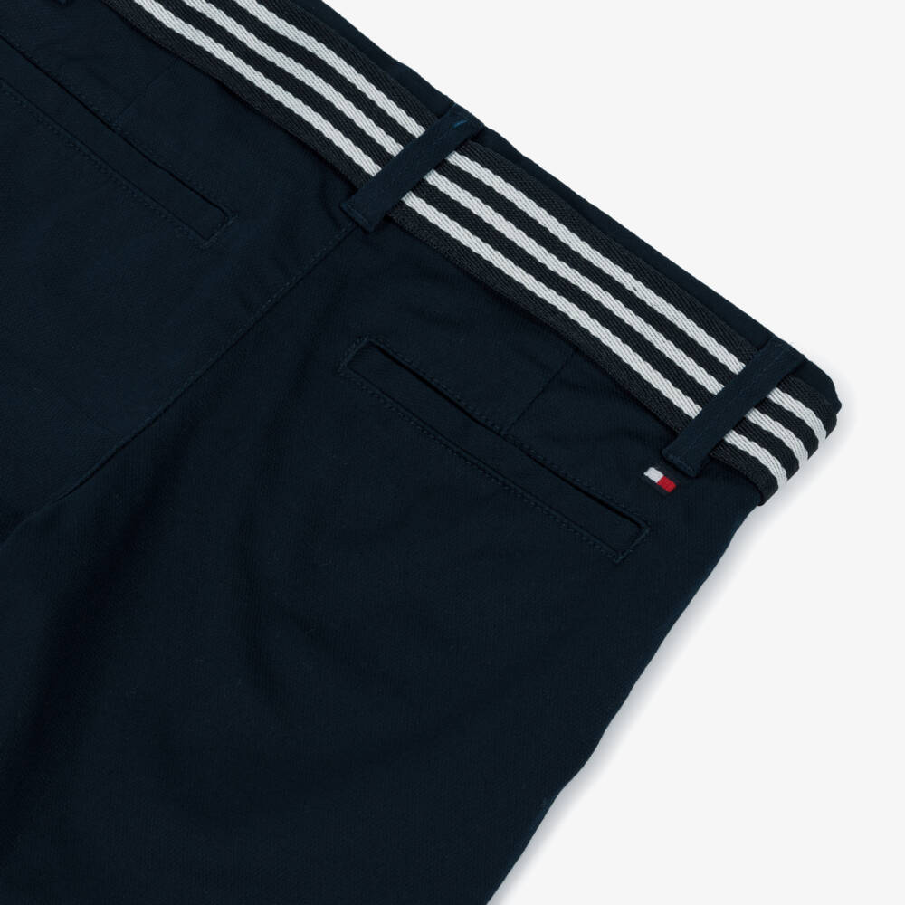 Tommy Hilfiger-Boys Classic Blue Belted Cotton Shorts | Childrensalon Outlet