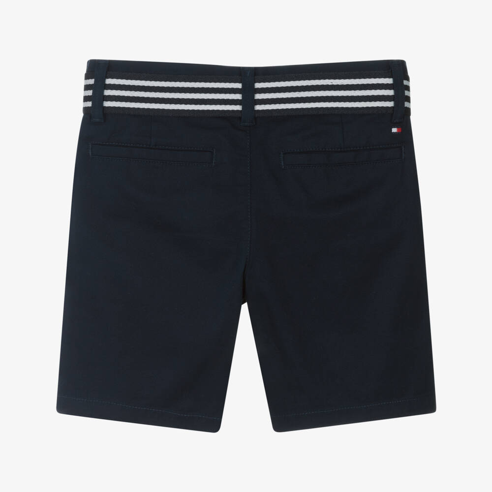 Tommy Hilfiger-Boys Classic Blue Belted Cotton Shorts | Childrensalon Outlet