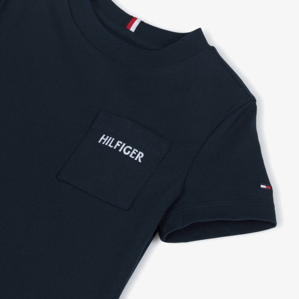 Tommy Hilfiger-Boys Classic Blue Cotton Tee | Childrensalon Outlet