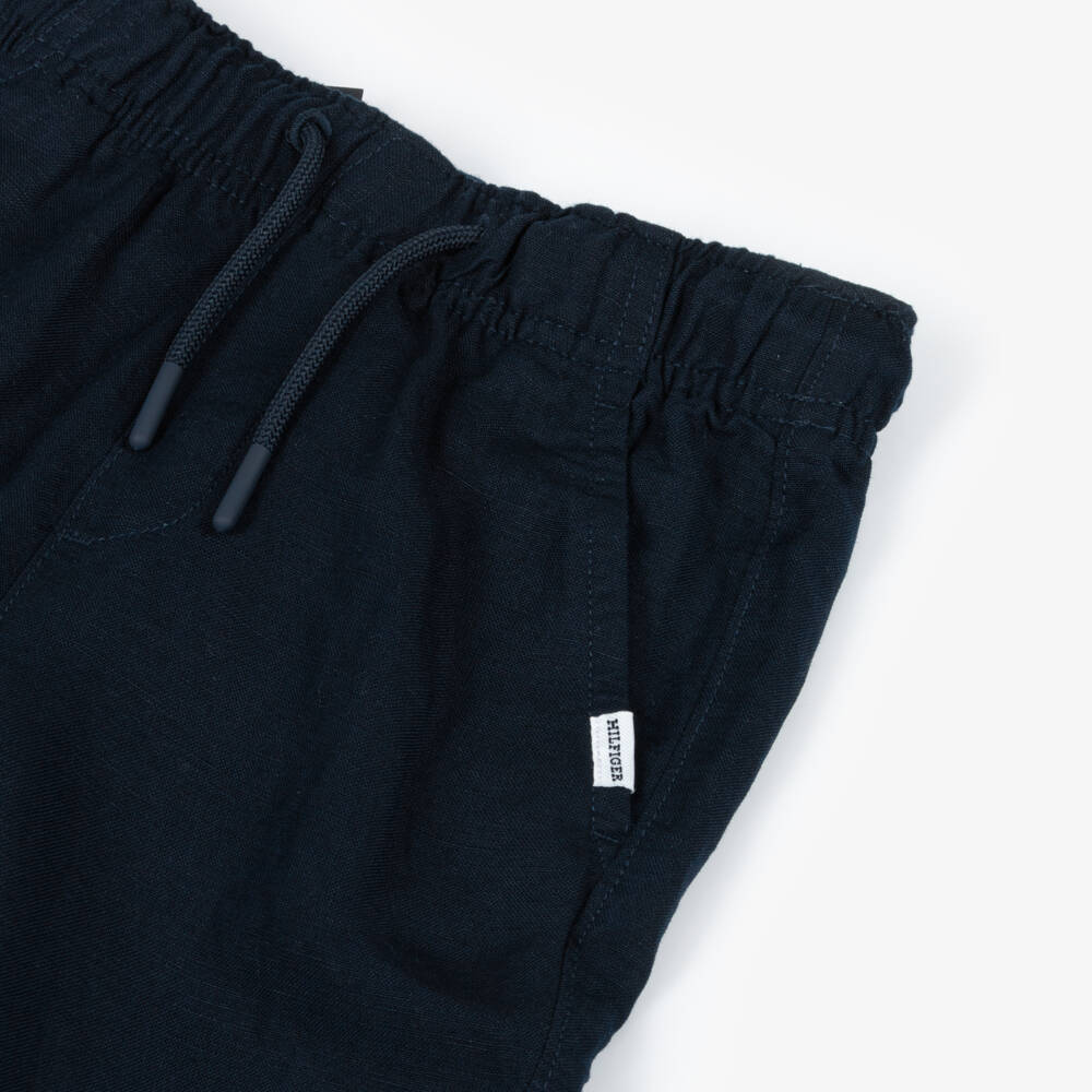 Tommy Hilfiger-Boys Classic Blue Linen Blend Pants | Childrensalon Outlet