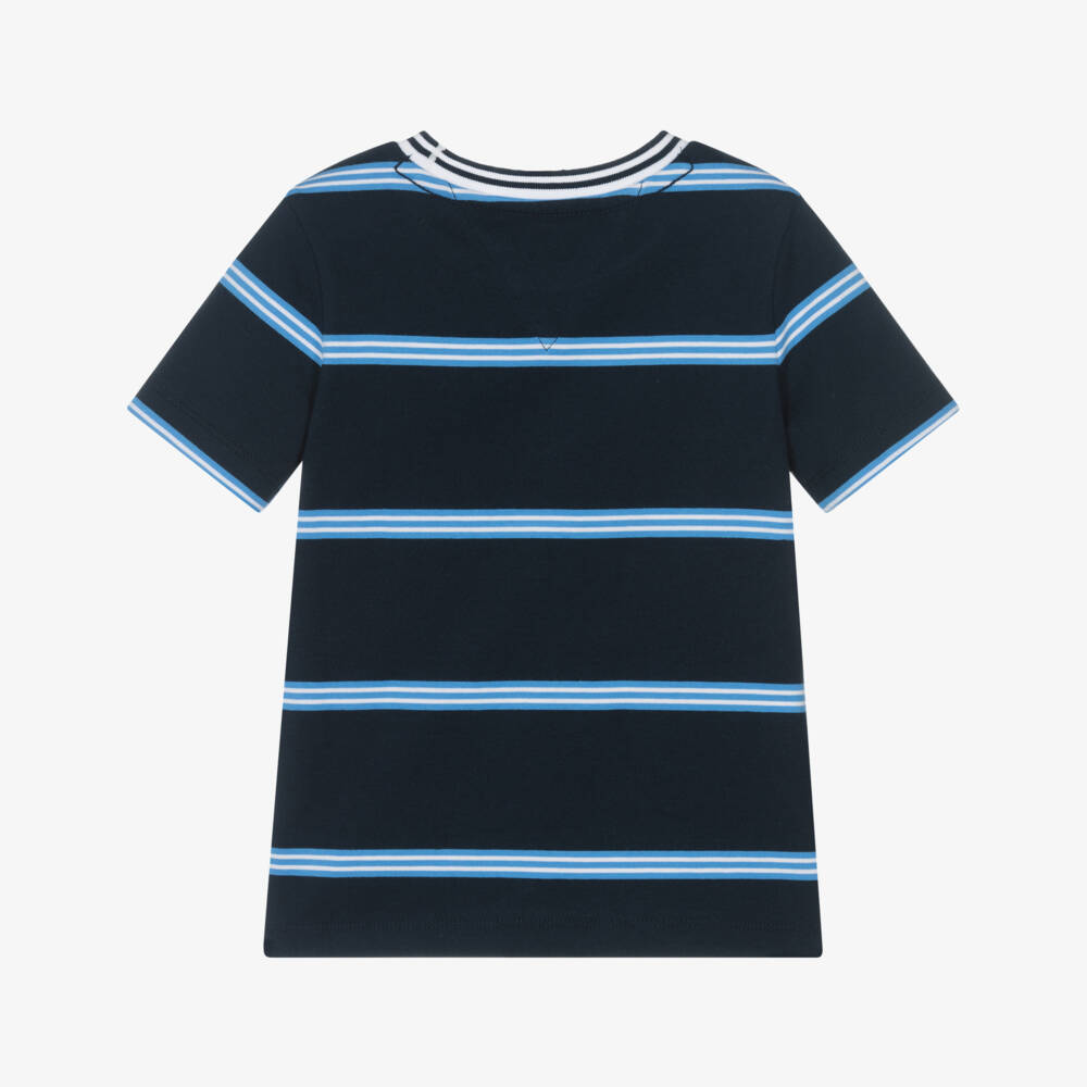 Tommy Hilfiger-Boys Classic Blue Striped Cotton Tee | Childrensalon Outlet