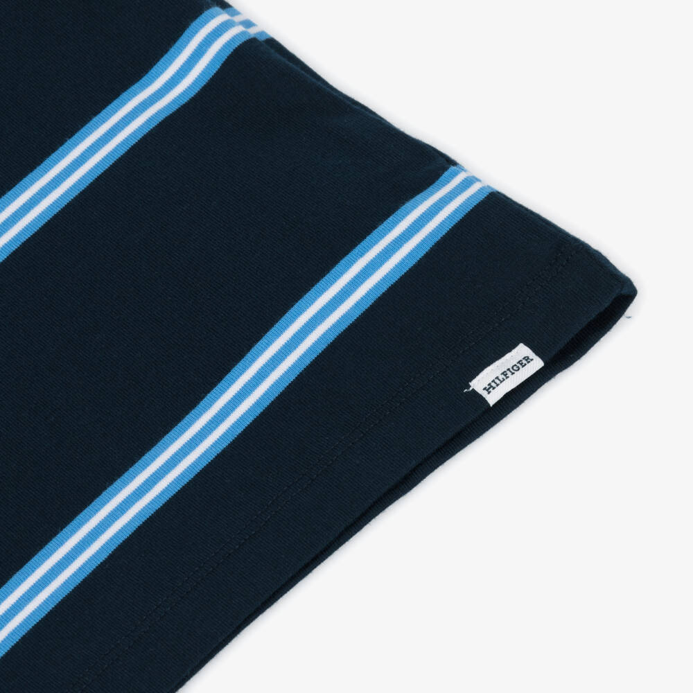 Tommy Hilfiger-Boys Classic Blue Striped Cotton Tee | Childrensalon Outlet