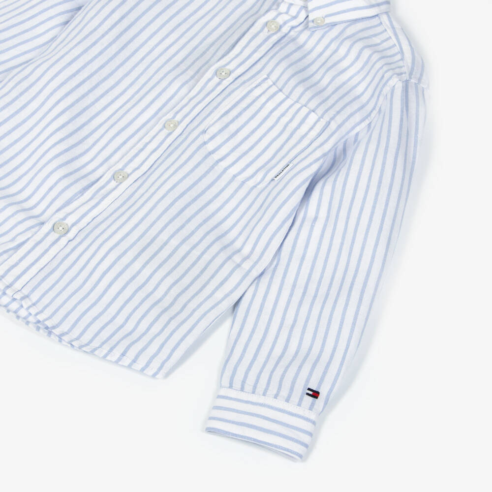 Tommy Hilfiger-قميص كلاسيكي مخطط باللون الأزرق للأولاد | Childrensalon Outlet