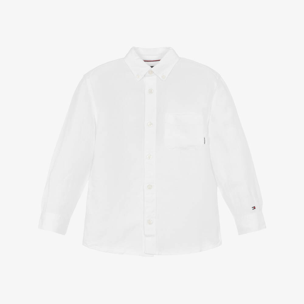 Tommy Hilfiger-Boys Classic Long-Sleeve White Shirt | Childrensalon Outlet
