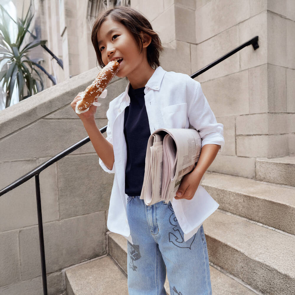 Tommy Hilfiger-Классическая белая рубашка с длинным рукавом для мальчиков | Childrensalon Outlet