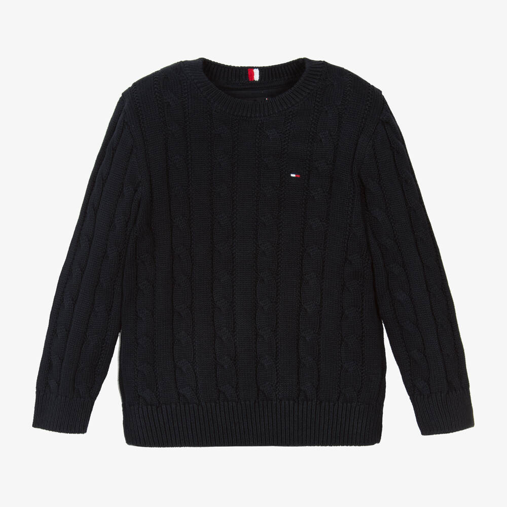 Tommy Hilfiger-Boys Classic Navy Cable Knit Jumper | Childrensalon Outlet