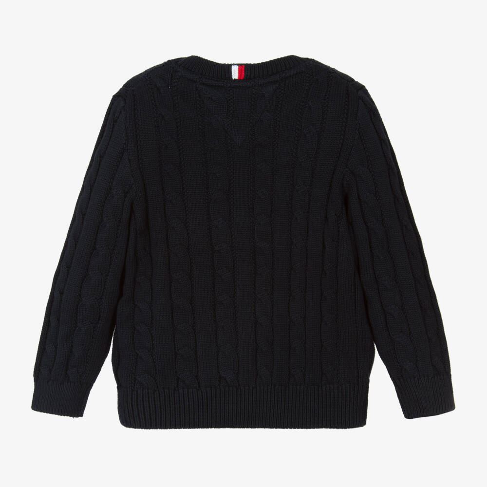 Tommy Hilfiger-Boys Classic Navy Cable Knit Jumper | Childrensalon Outlet