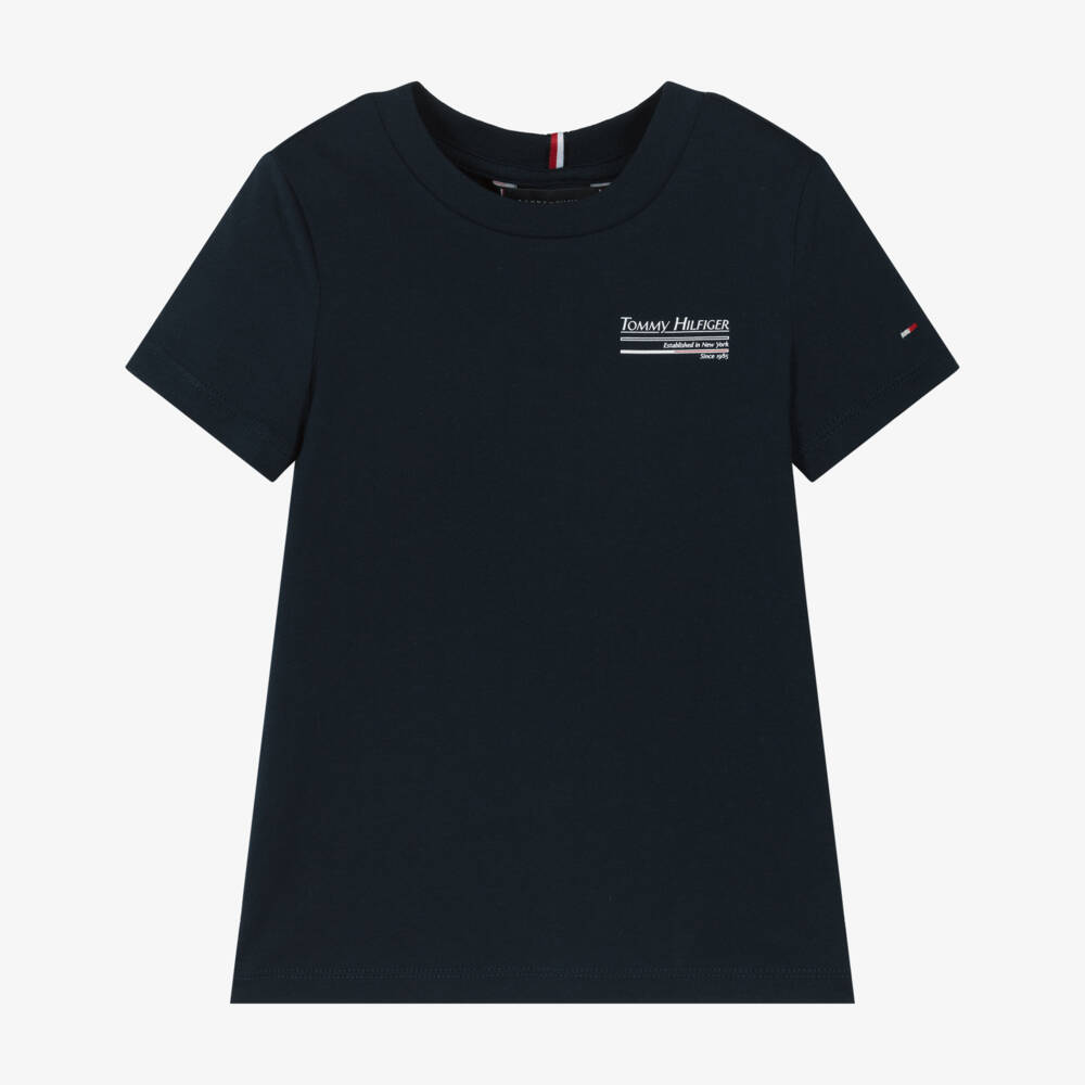 Tommy Hilfiger-Boys Classic Navy Cotton Tee | Childrensalon Outlet
