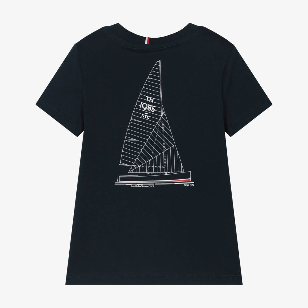Tommy Hilfiger-Boys Classic Navy Cotton Tee | Childrensalon Outlet