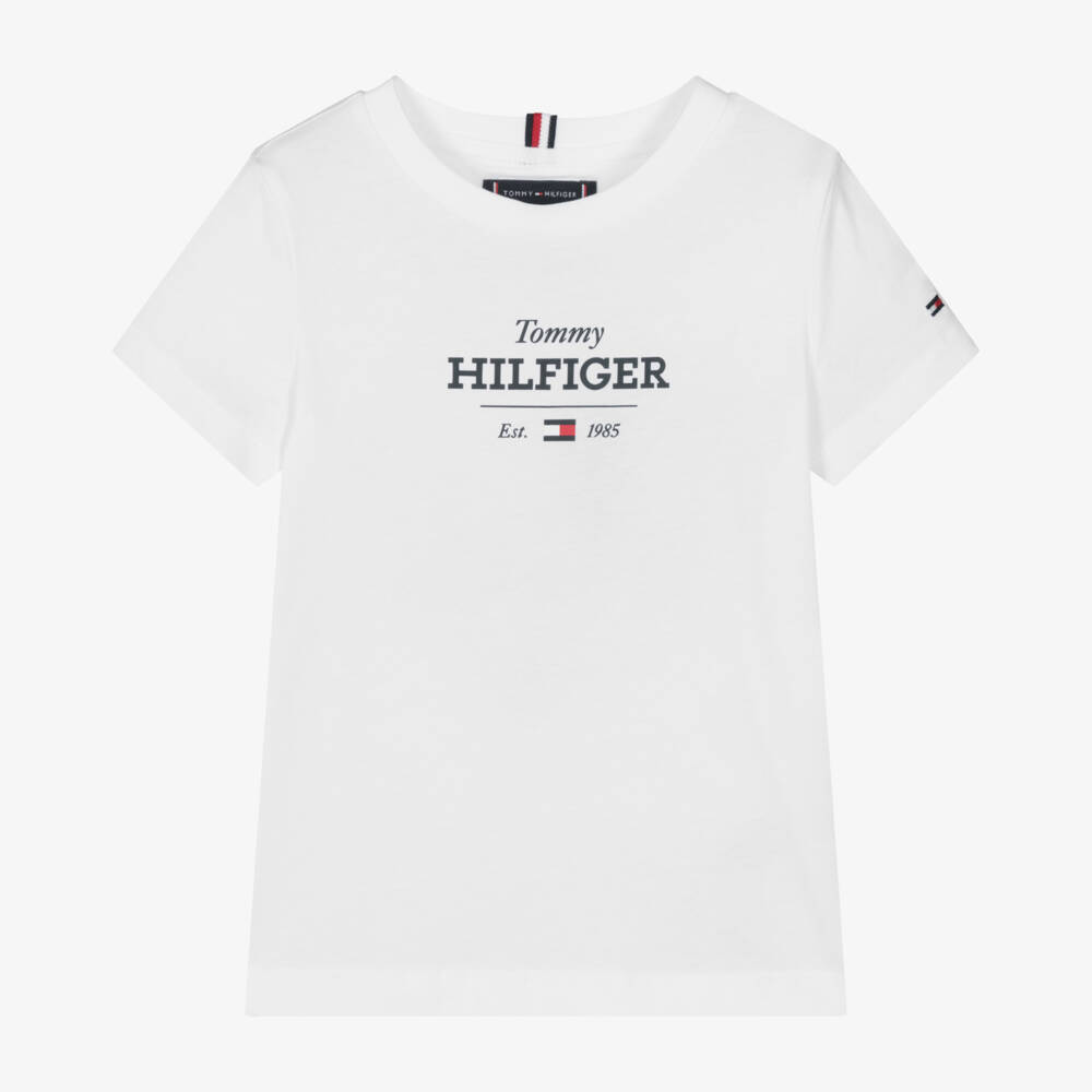 Tommy Hilfiger-Boys Classic White Cotton Tee | Childrensalon Outlet