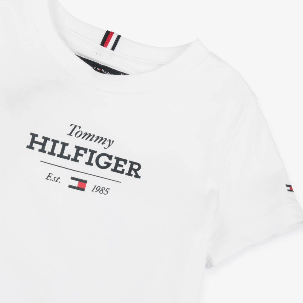 Tommy Hilfiger-Boys Classic White Cotton Tee | Childrensalon Outlet