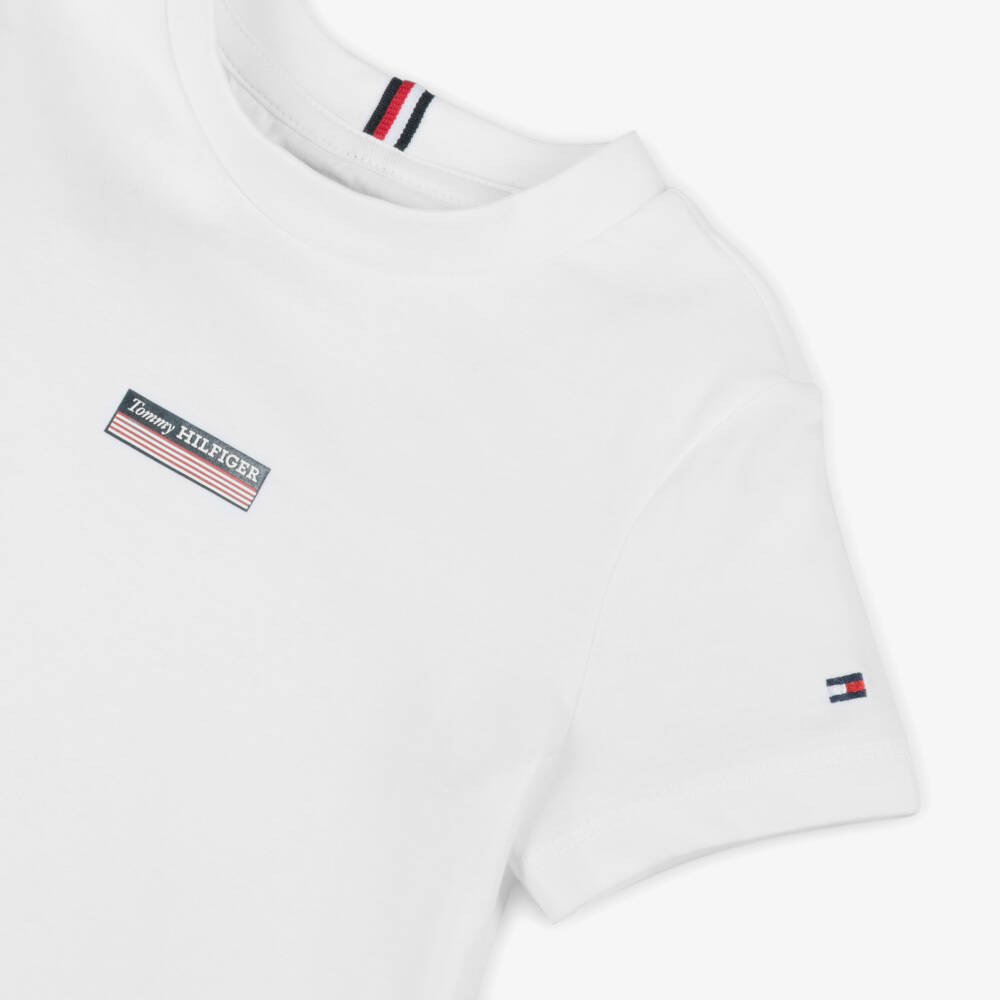 Tommy Hilfiger-Boys Classic White Cotton Tee | Childrensalon Outlet