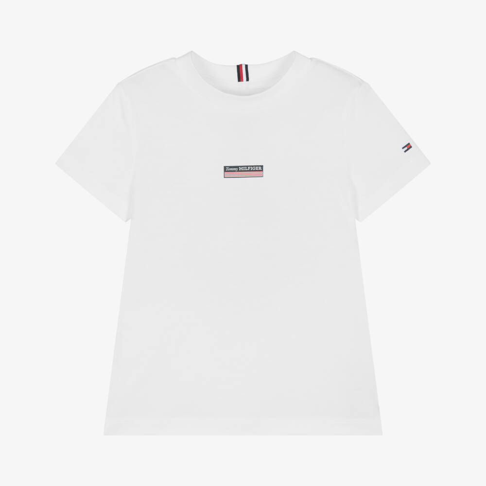 Tommy Hilfiger-Boys Classic White Cotton Tee | Childrensalon Outlet