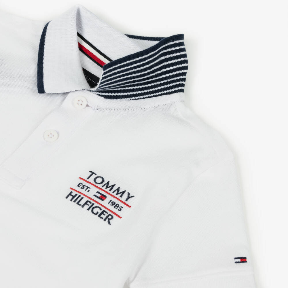 Tommy Hilfiger-Boys Classic White Embroidered Polo | Childrensalon Outlet