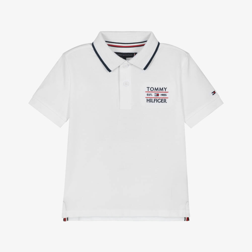 Tommy Hilfiger-Boys Classic White Embroidered Polo | Childrensalon Outlet
