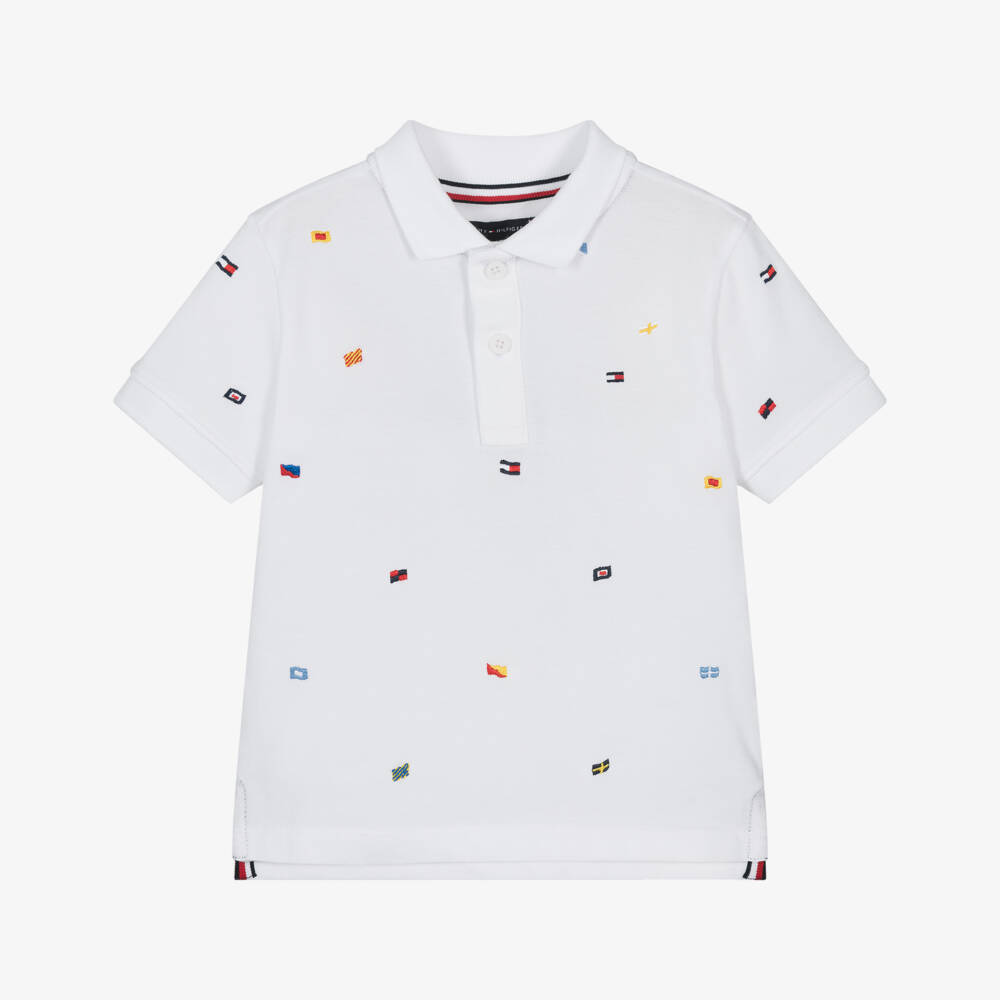 Tommy Hilfiger-قميص بولو أبيض كلاسيكي للأولاد | Childrensalon Outlet