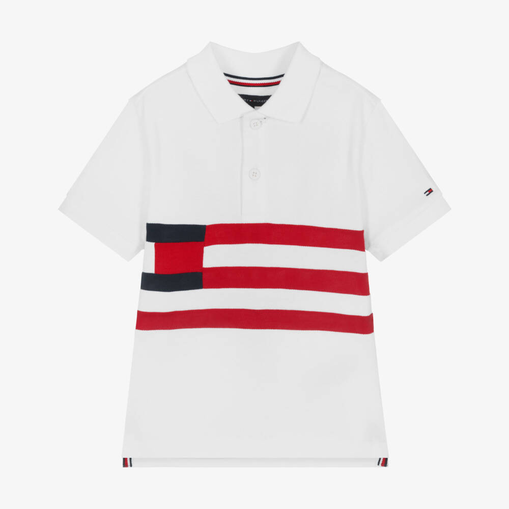 Tommy Hilfiger-Boys Classic White Piqué Polo | Childrensalon Outlet