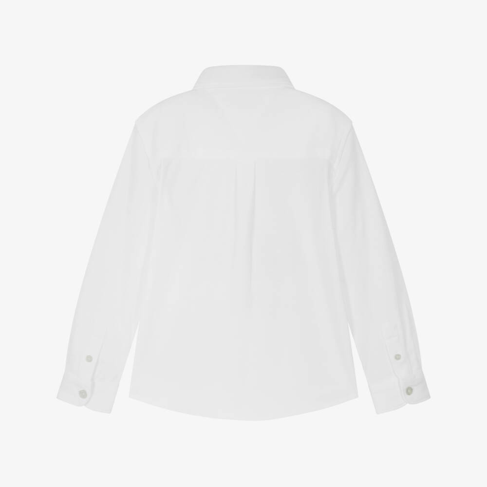 Tommy Hilfiger-Boys Classic White Piqué Shirt | Childrensalon Outlet