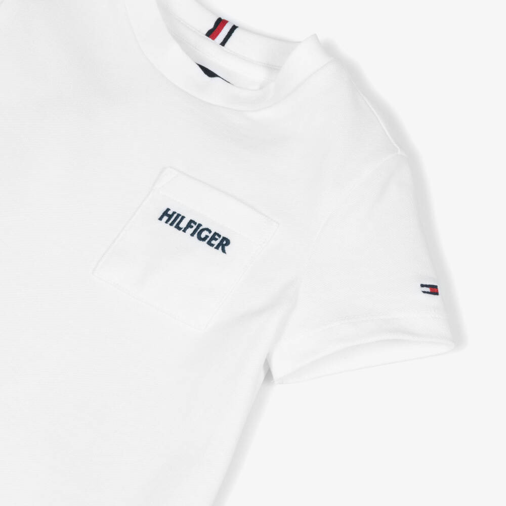 Tommy Hilfiger-Boys Classic White Piqué Tee | Childrensalon Outlet