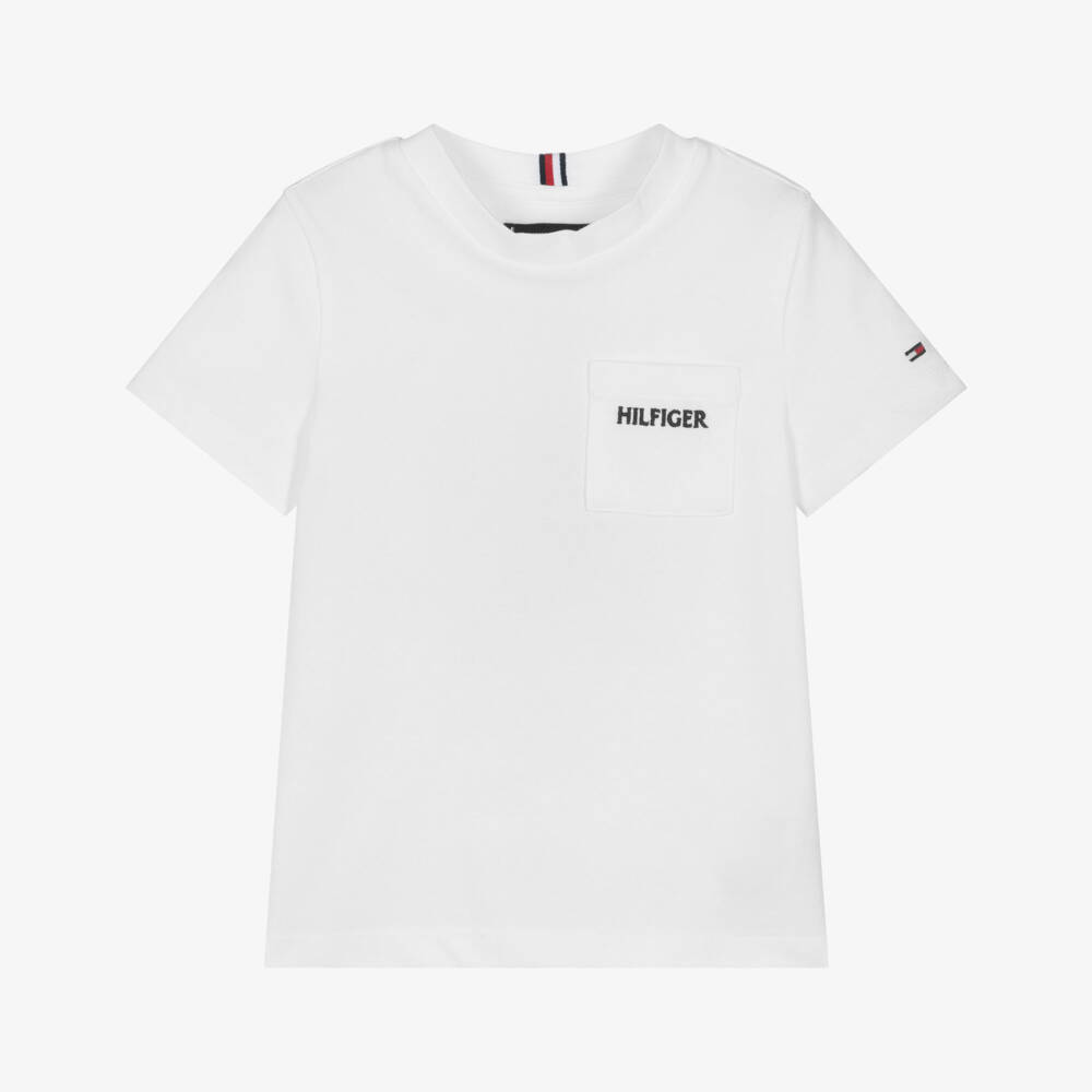 Tommy Hilfiger-Boys Classic White Piqué Tee | Childrensalon Outlet