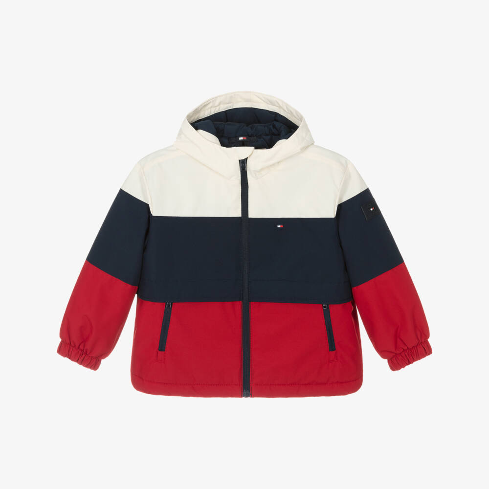 Tommy Hilfiger-Boys Colorblock Blue Hooded Coat | Childrensalon Outlet