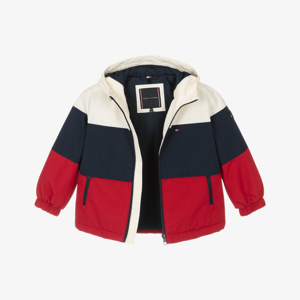 Tommy Hilfiger-Boys Colorblock Blue Hooded Coat | Childrensalon Outlet