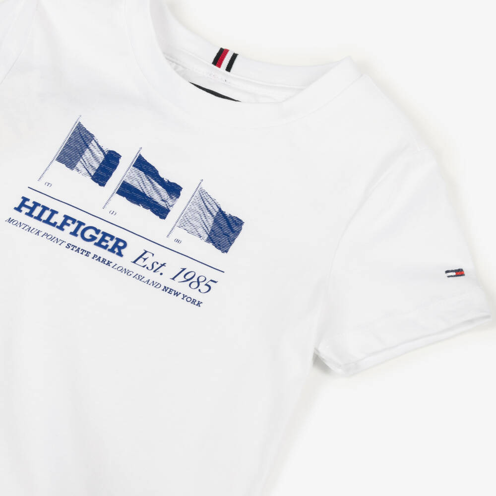 Tommy Hilfiger-Boys Cotton Tee with Flag Design | Childrensalon Outlet