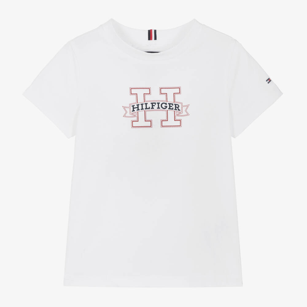 Tommy Hilfiger-Boys Cotton White Tee | Childrensalon Outlet