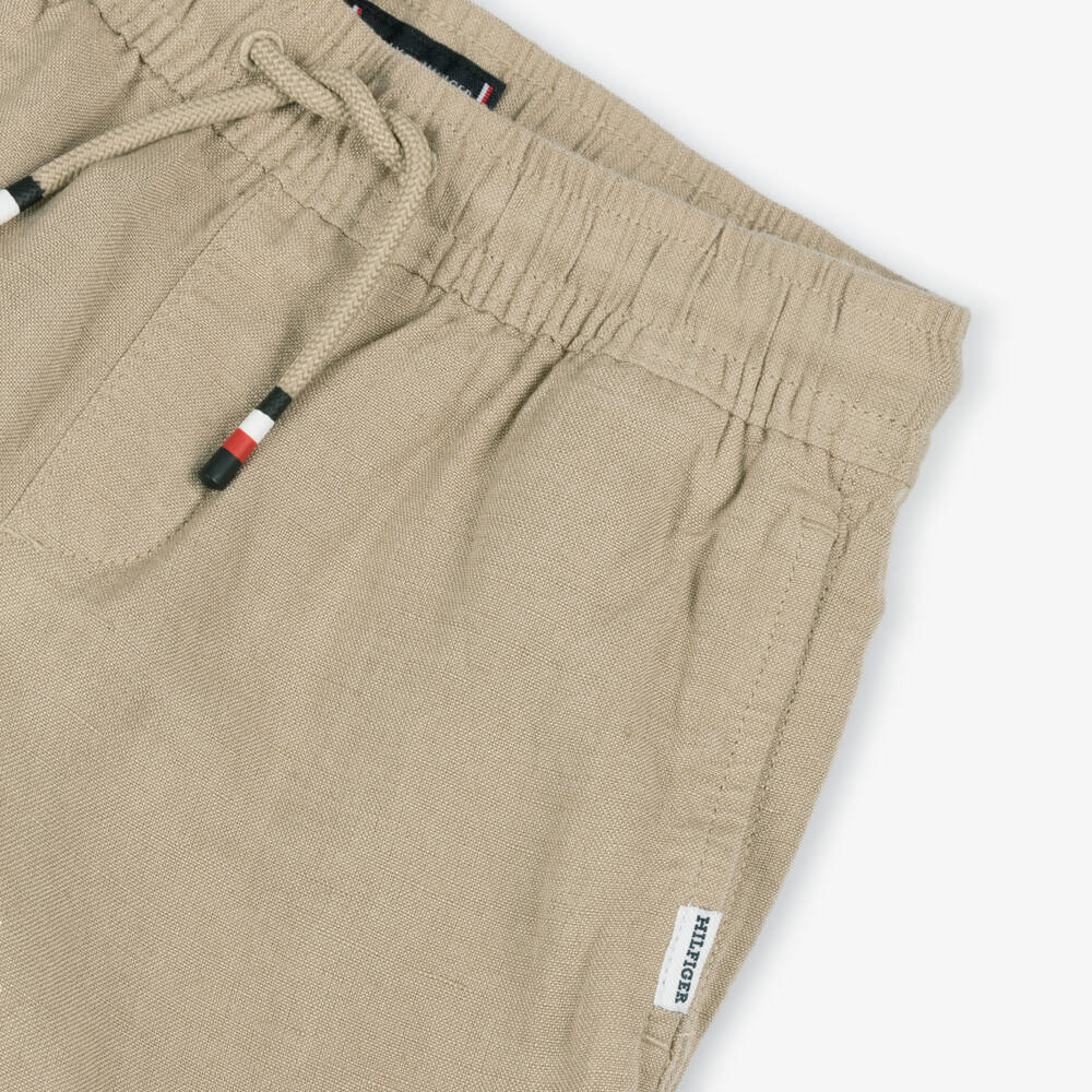 Tommy Hilfiger-Boys Cozy Beige Drawstring Shorts | Childrensalon Outlet